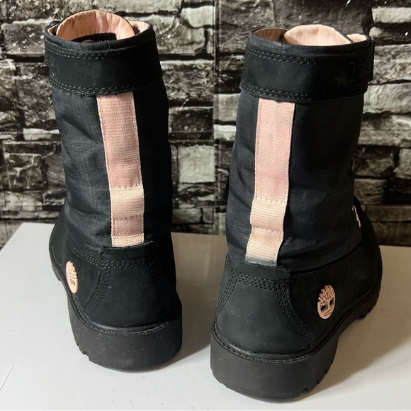 Timberland Gaiter Combat Boots Black & Baby Pink Mid-Calf Waterproof US 6 Women - Picture 7 of 16